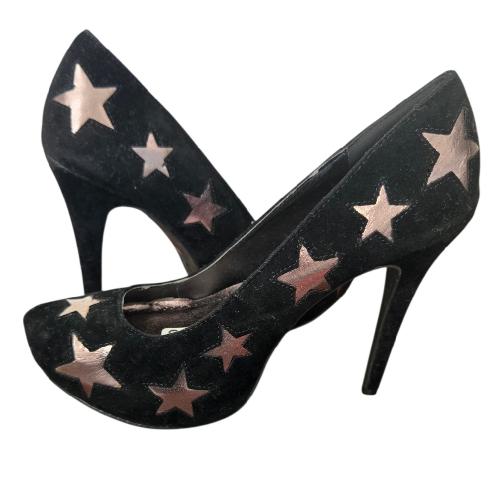 Anne Michelle Black Star Heels Size 8.5 - Picture 2 of 6